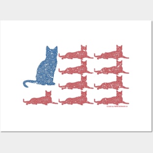 Horizontal United State Cat Flag Circle Design Posters and Art